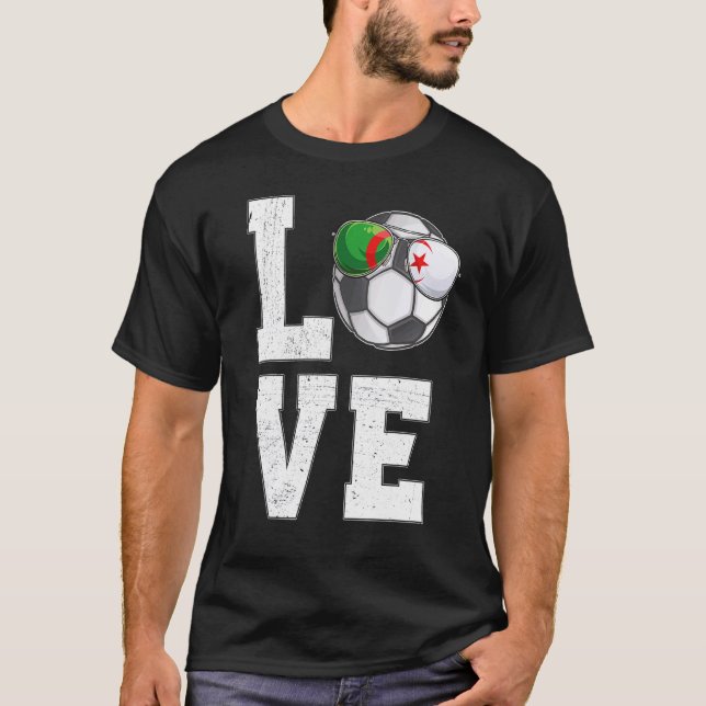 Algeria Soccer Love Algerian Fan Flag T-Shirt (Front)