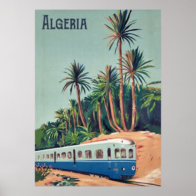 Algeria, Train Passing the Palms Poster (Front)