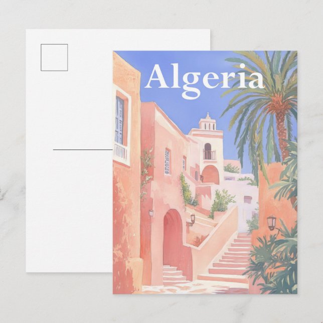 Algeria Watercolor Painting Travel Postcard (Front/Back)