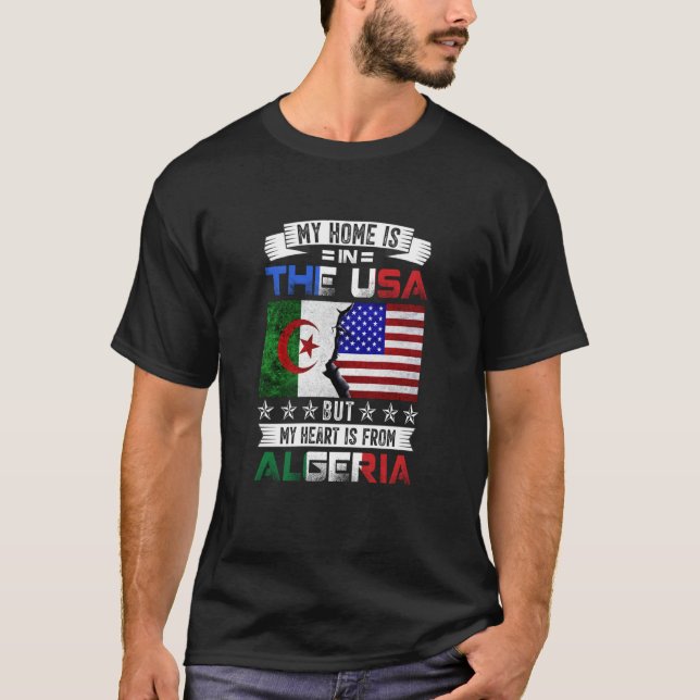 Algerian American Patriot Heart is from Algeria Fl T-Shirt (Front)
