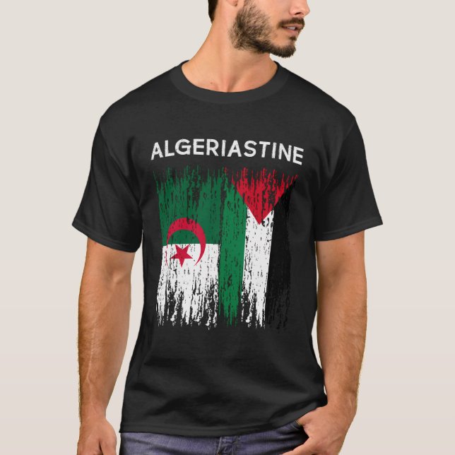 Algerian And Palestinian Flag Algeria And Palestin T-Shirt (Front)