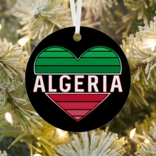 Algerian Heart, I Love Algeria Metal Tree Decoration
