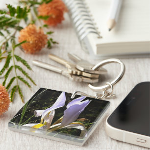 Algerian Iris Hyperrealistic Wildflower Painting Key Ring