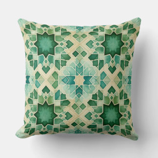 Algerian Zellige Green Turquoise Decorative Pillow