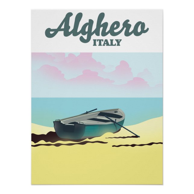 Alghero Italy vintage travel poster (Front)