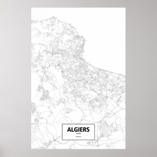 Algiers, Algeria (black on white) Poster