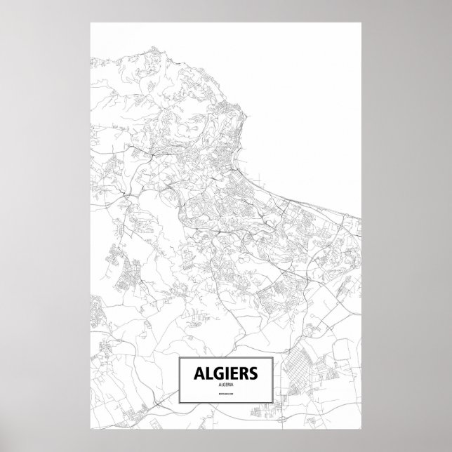 Algiers, Algeria (black on white) Poster (Front)