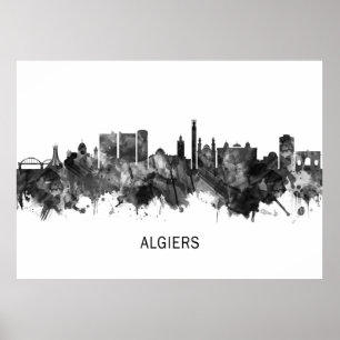 Algiers Algeria Skyline BW Poster
