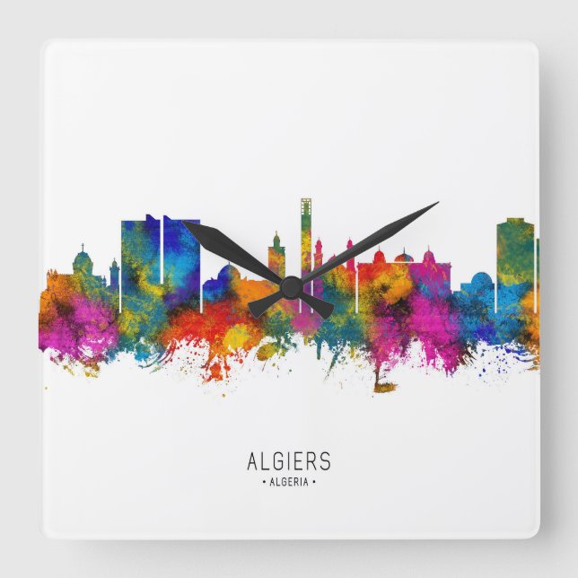 Algiers Algeria Skyline Square Wall Clock (Front)