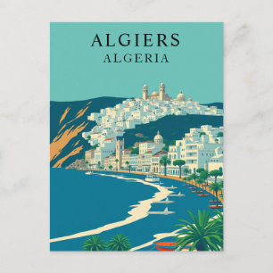 Algiers, Algeria Vintage Travel Art Postcard