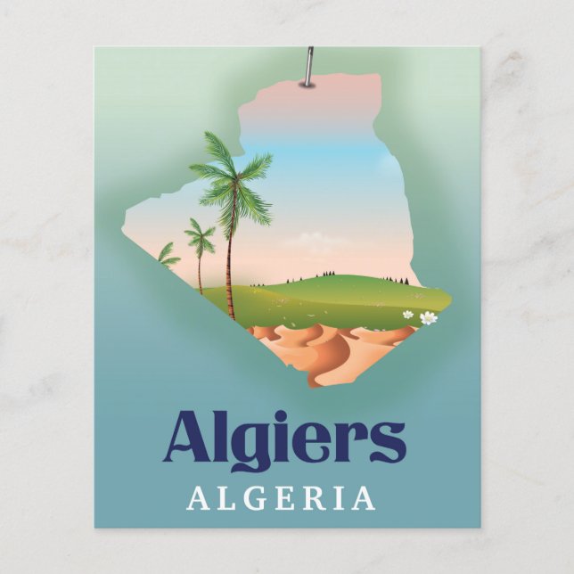Algiers Algerian Map travel poster (Front)