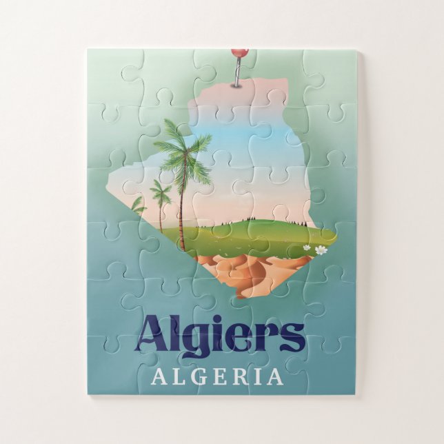 Algiers Algerian Map travel poster Jigsaw Puzzle (Vertical)