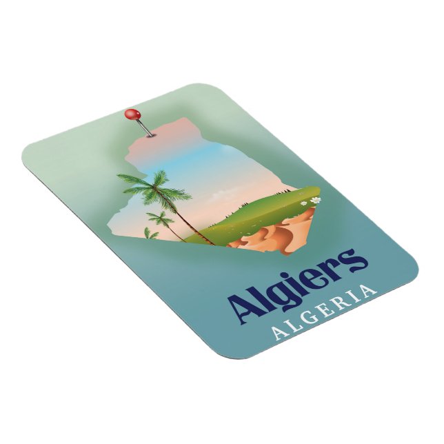 Algiers Algerian Map travel poster Magnet (Right Side)