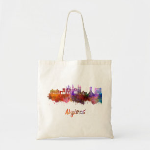 Algiers skyline in watercolor tote bag