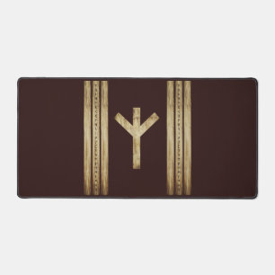 Algiz Brown Grunge Desk Mat