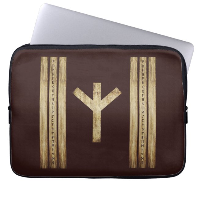 Algiz Brown Grunge Laptop Sleeves (Front)