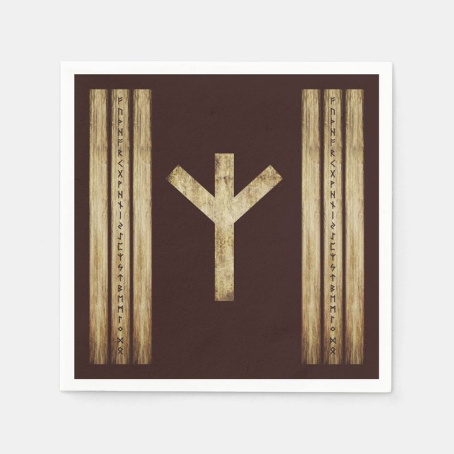 Algiz Brown Grunge Paper Napkins (Front)