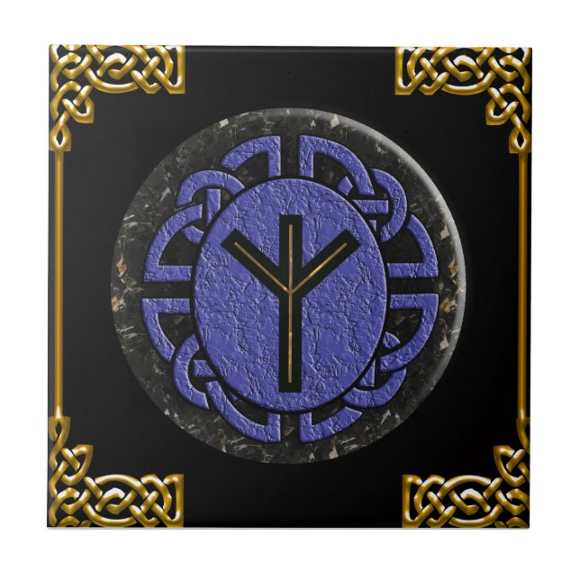 "algiz" elder futhark ceramic tile (Front)