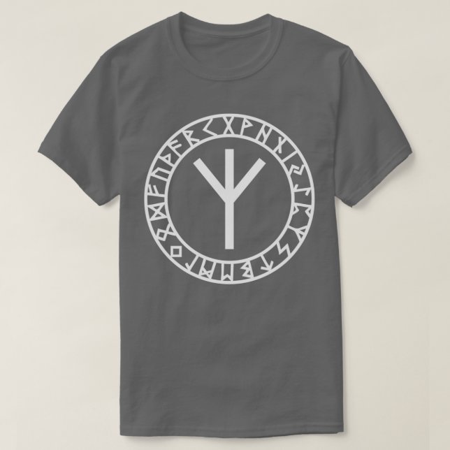 Algiz Rune Connection with Asgard Protection Symbo T-Shirt (Design Front)