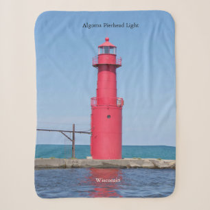 Algoma Pierhead Light tall sherpa blanket