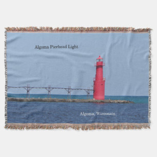 Algoma Pierhead Light woven blanket