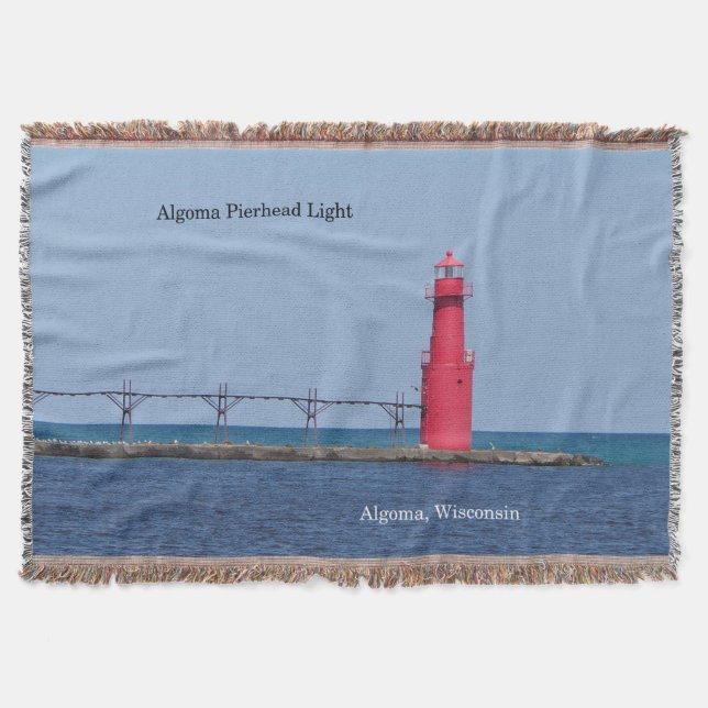 Algoma Pierhead Light woven blanket (Front)