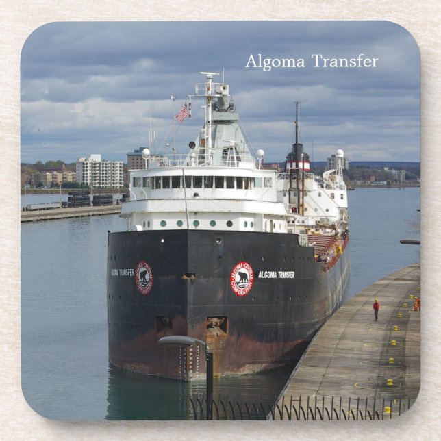 Algoma Transfer set of 6 hard plastic coasters (Front)