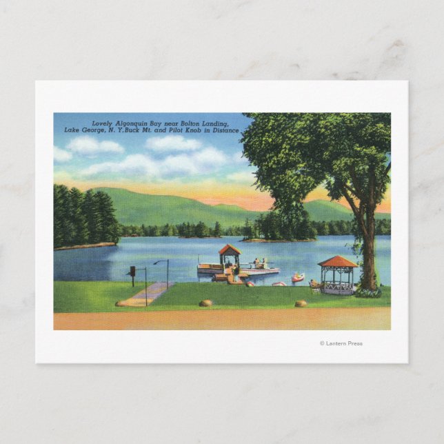 Algonquin Bay View of Buck Mt and Pilot Knob Postcard (Front)