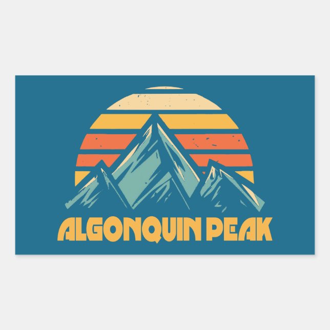 Algonquin Peak Retro Turquoise Rectangular Sticker (Front)