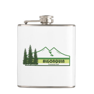 Algonquin Provincial Park Green Stripes Hip Flask