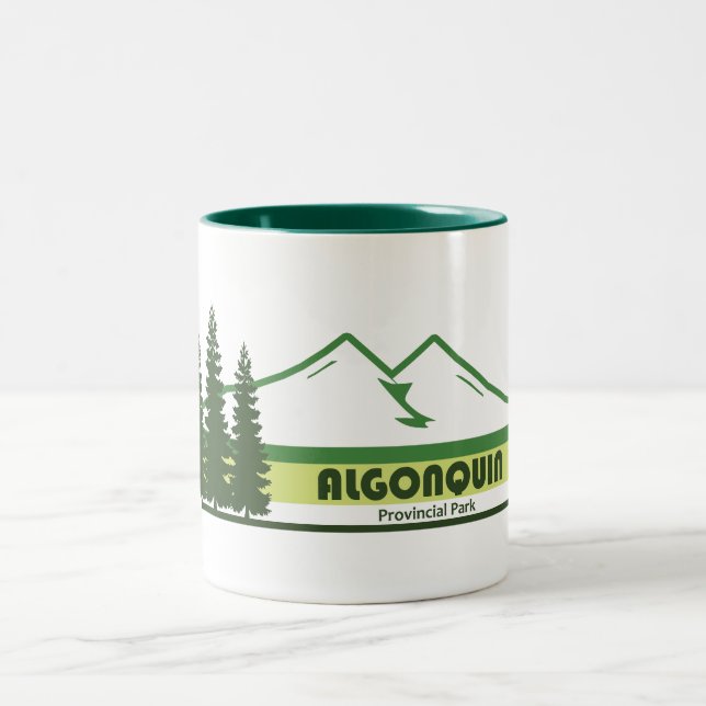 Algonquin Provincial Park Green Stripes Two-Tone Coffee Mug (Center)