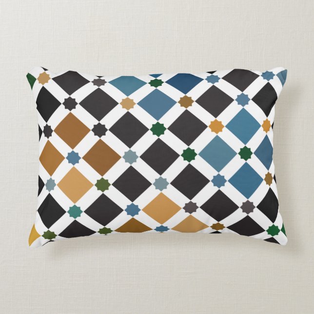 Alhambra Geometric Pillow – Brushed Polyester Tile (Front)