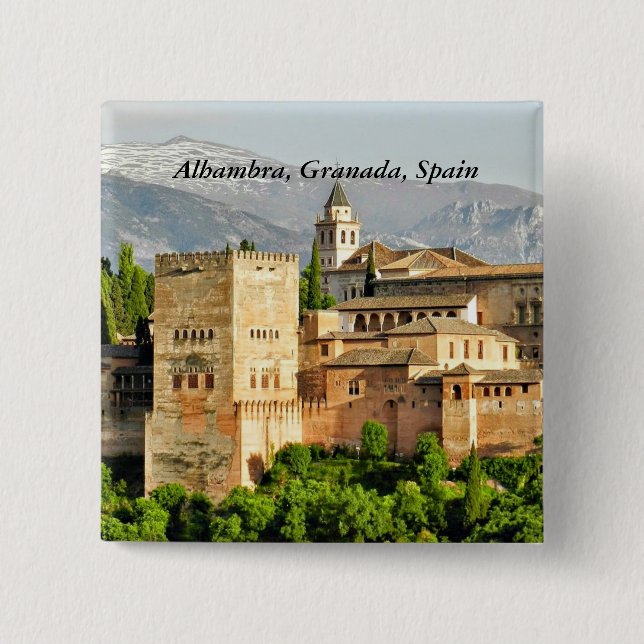 Alhambra, Granada, Andalusia, Spain 15 Cm Square Badge (Front)