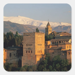 Alhambra; Granada; Andaslusia, Spain, Sierra Square Sticker