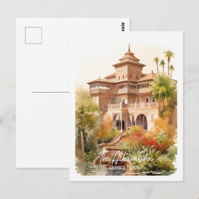 Alhambra Granada Spain Famous Travel Place Postcard (Front/Back)