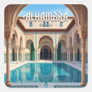 Alhambra Granada Spain Square Sticker