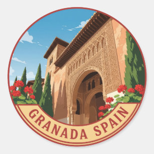Alhambra Granada Spain Travel Classic Round Sticker
