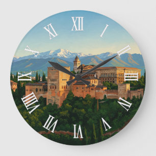 Alhambra Granada Spain Travel Large Clock