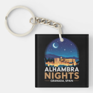 Alhambra Nights- Granada Spain Travel Art Key Ring