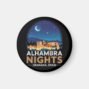 Alhambra Nights- Granada Spain Travel Art Magnet