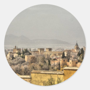 Alhambra Palace, Granada, Spain Classic Round Sticker