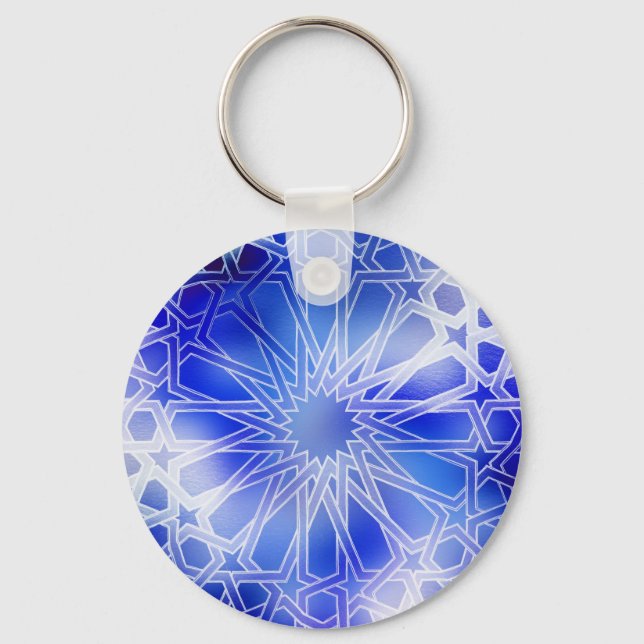 Alhambra Pattern Blue Key Ring (Front)
