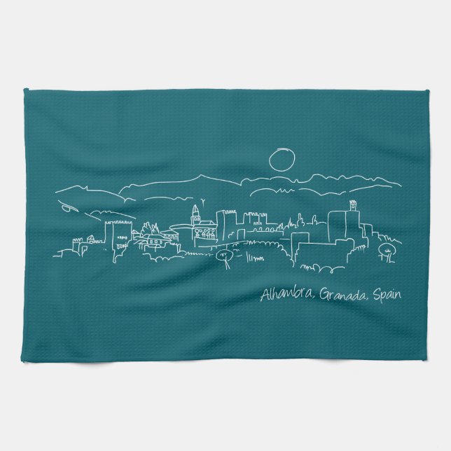 Alhambra Sunset Tea Towel (Horizontal)