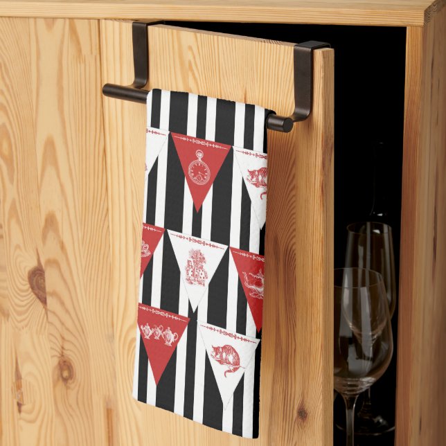 Alica in Wonderland Red White Black Bunting Towel (Thirds Fold)