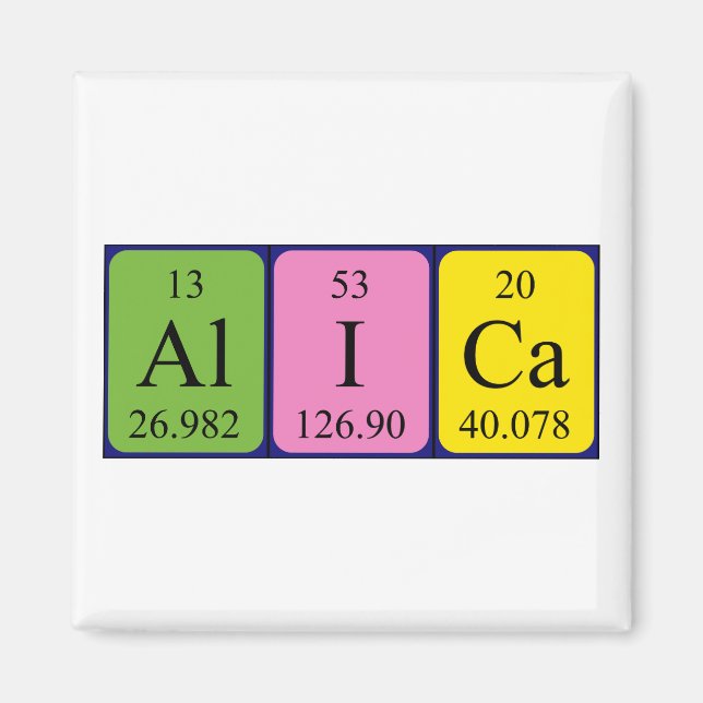 Alica periodic table name magnet (Front)
