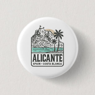 Alicante Sketch Santa Bárbara Castle Costa Blanca 3 Cm Round Badge