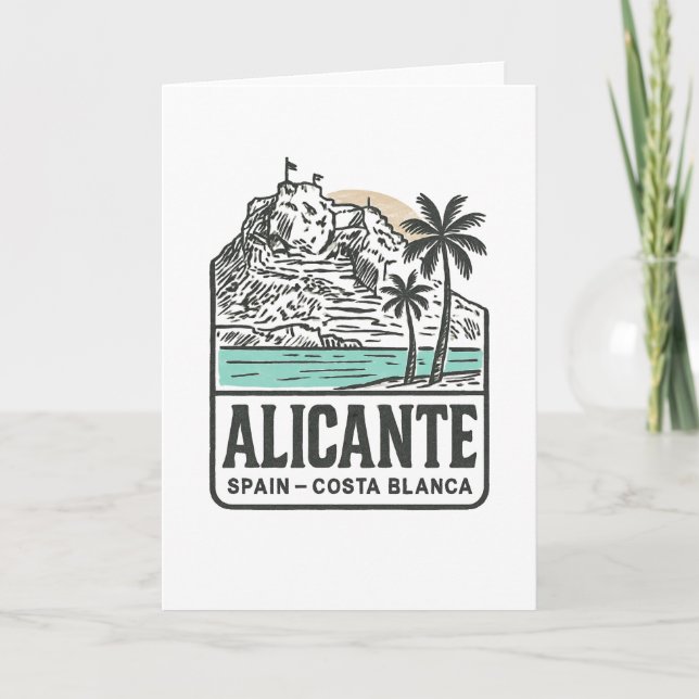 Alicante Sketch Santa Bárbara Castle Costa Blanca  Card (Front)