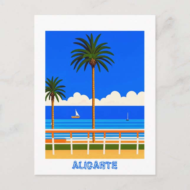 Alicante Spain Beach View Travel Postcard (Front)