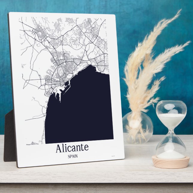 Alicante Spain City Map Tabletop Plaque (Side)