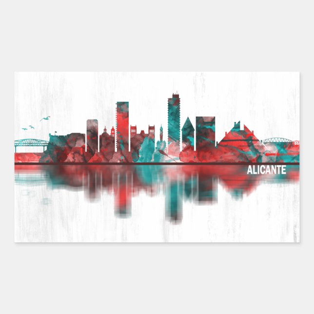 Alicante Spain Skyline Rectangular Sticker (Front)